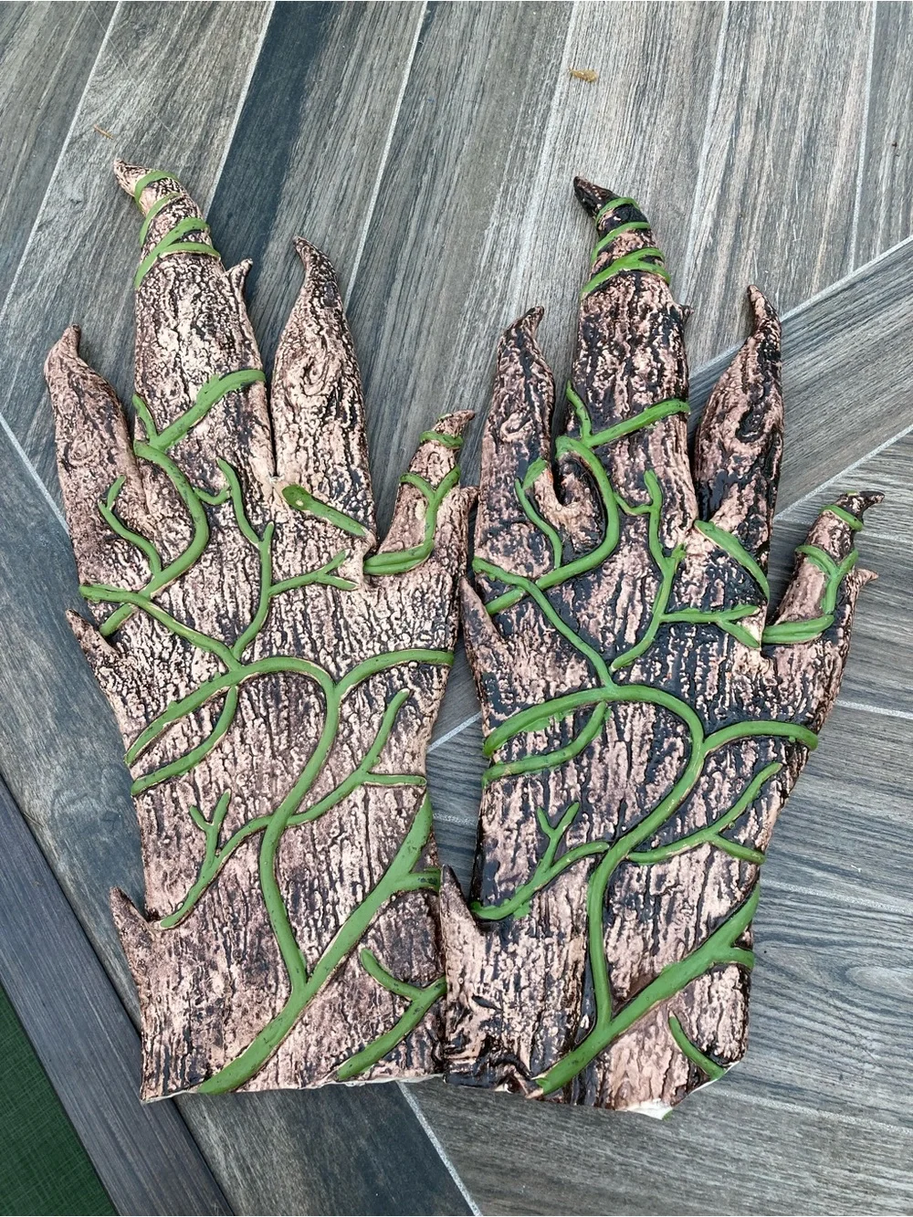 Creepy pumpkin masks and vine gloves